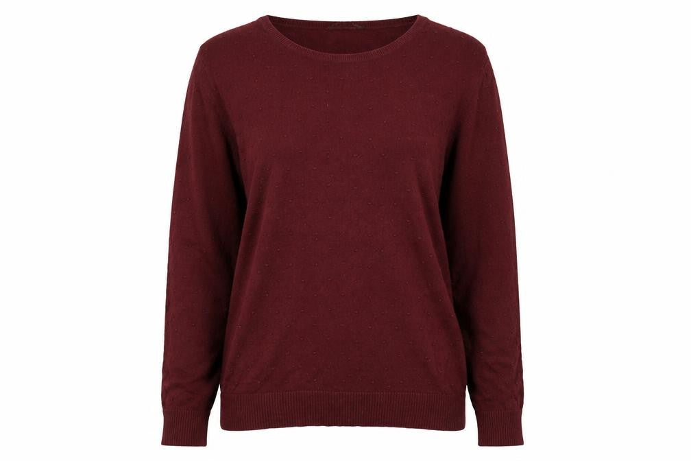 Front view of Stradivarius women’s red jumper, size S, - burgundy