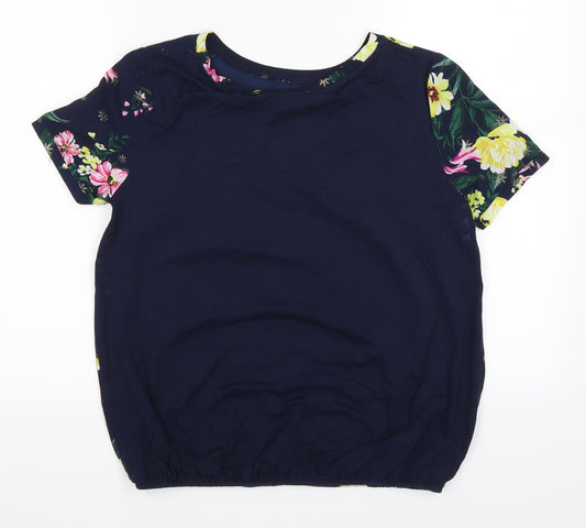 Ppaya Womens Blue Floral  Basic T-Shirt Size 10
