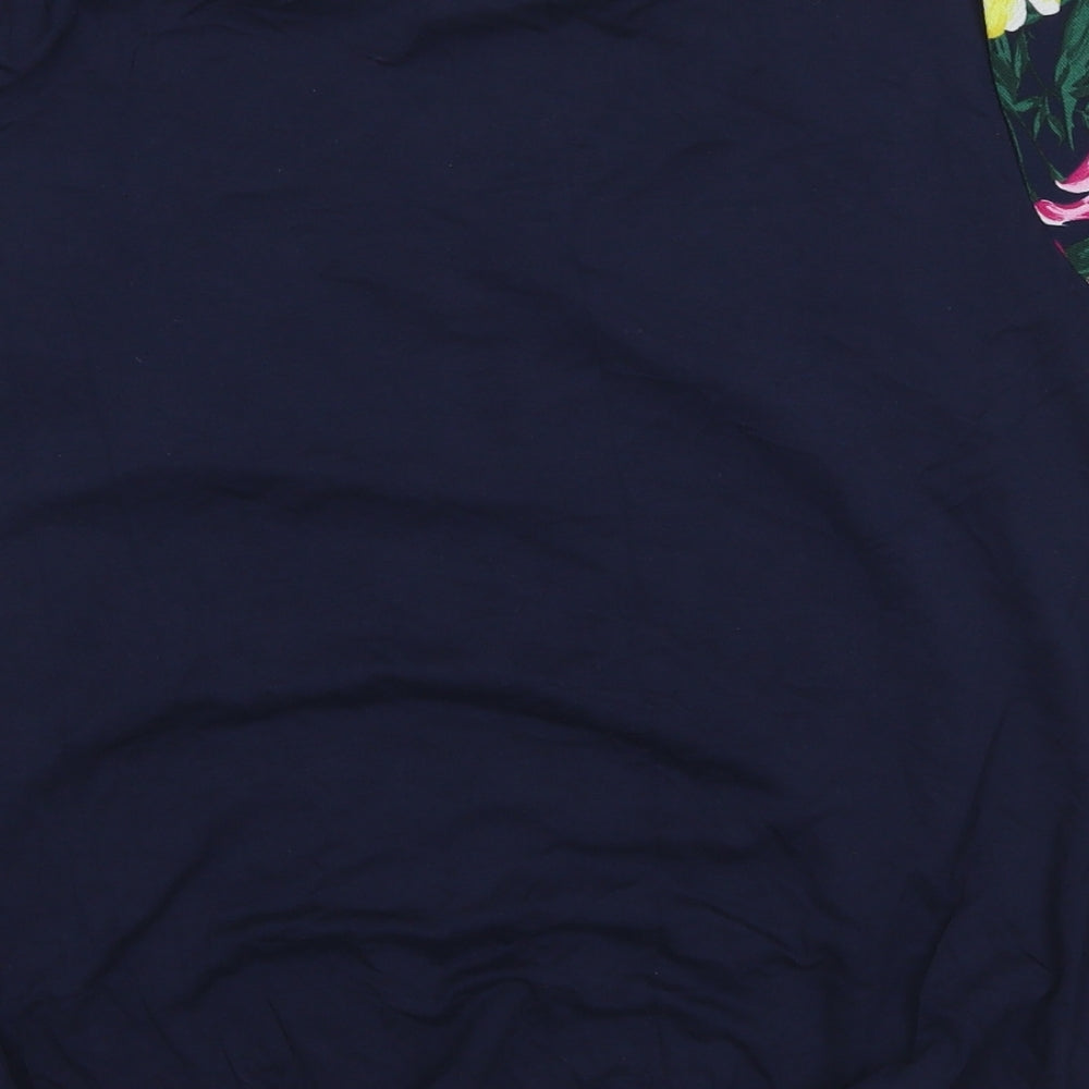 Ppaya Womens Blue Floral  Basic T-Shirt Size 10