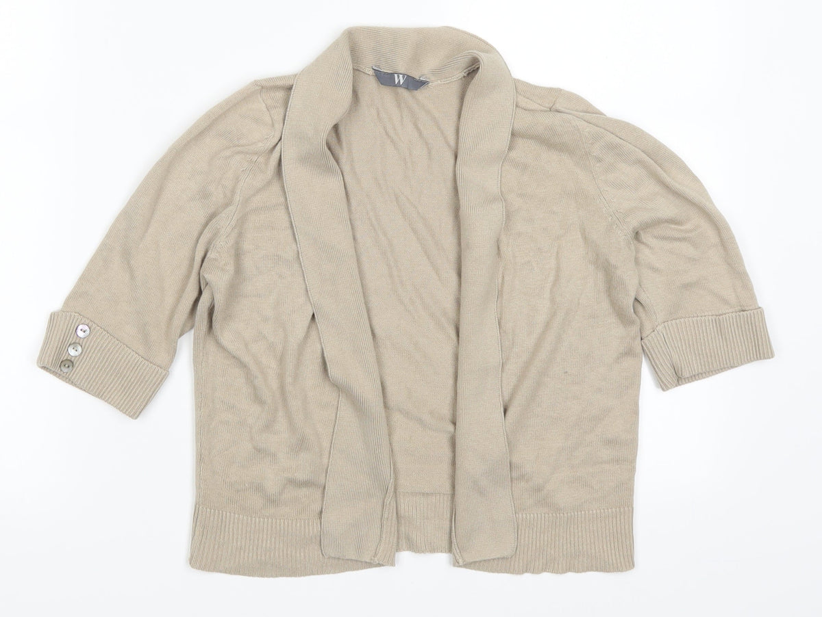 Additional front view of BHS women’s beige cardigan jumper, size UK 10