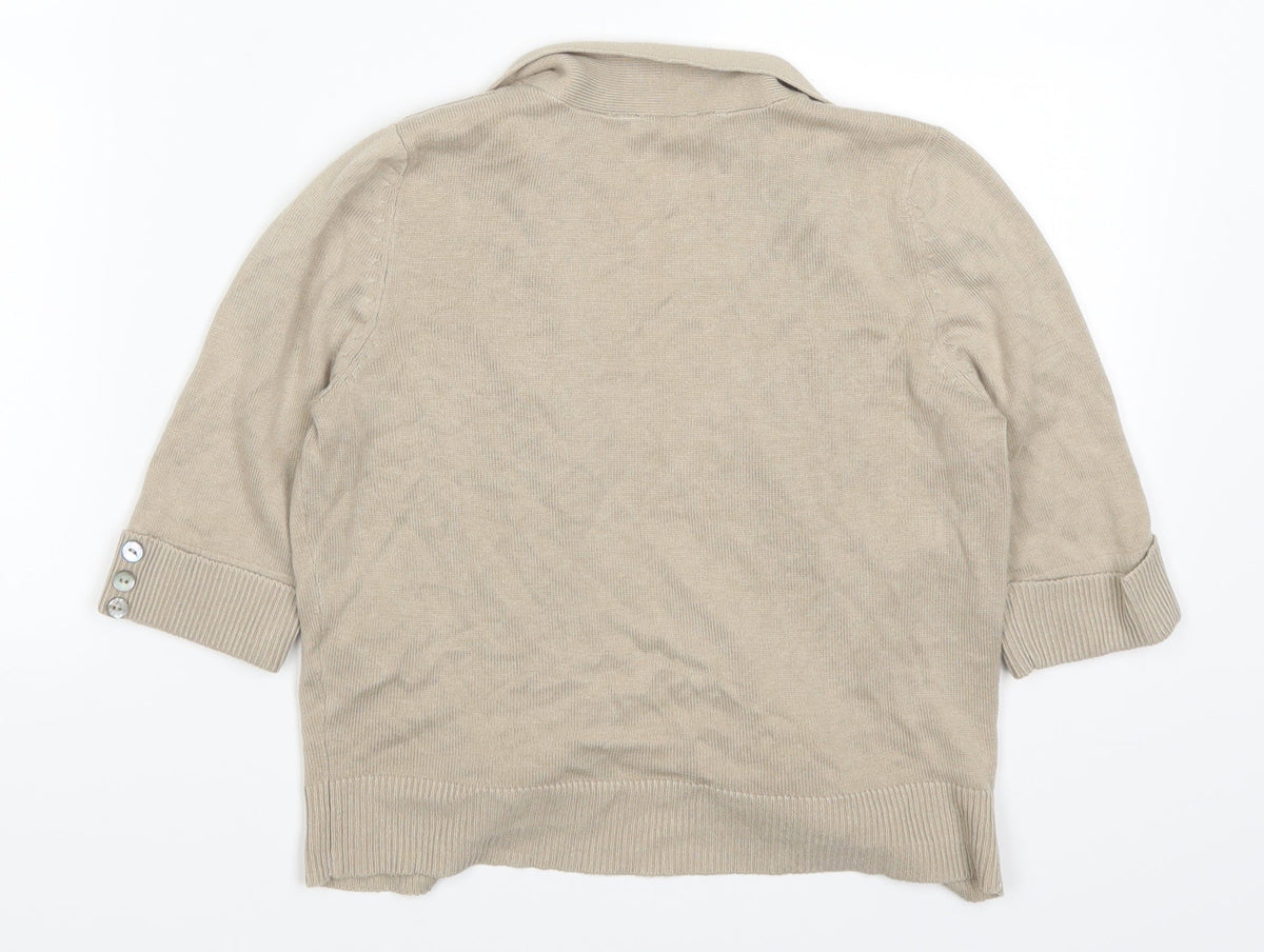Back view of BHS women’s beige cardigan jumper, size UK 10