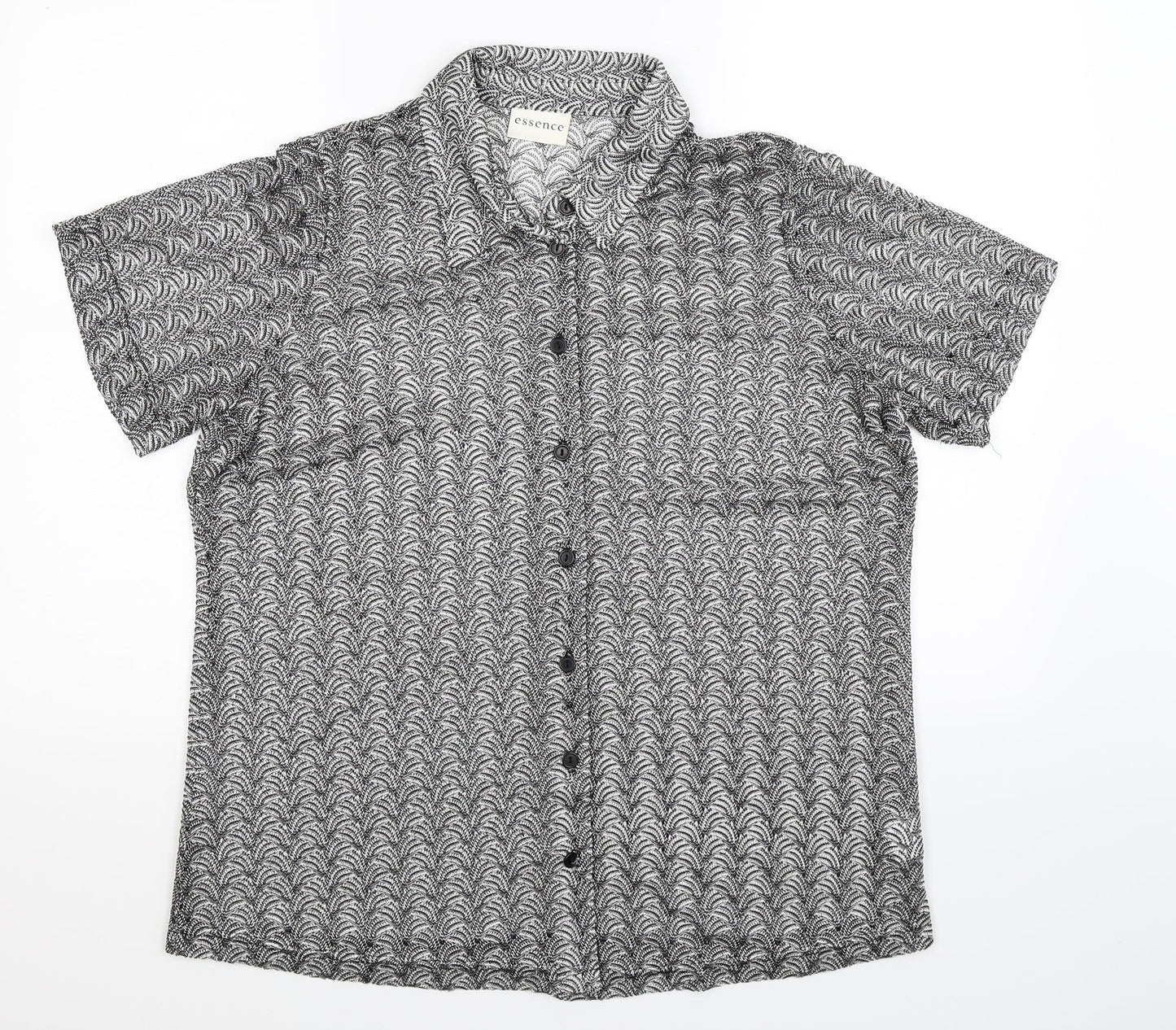 essence Womens Grey  Knit Basic Button-Up Size 16