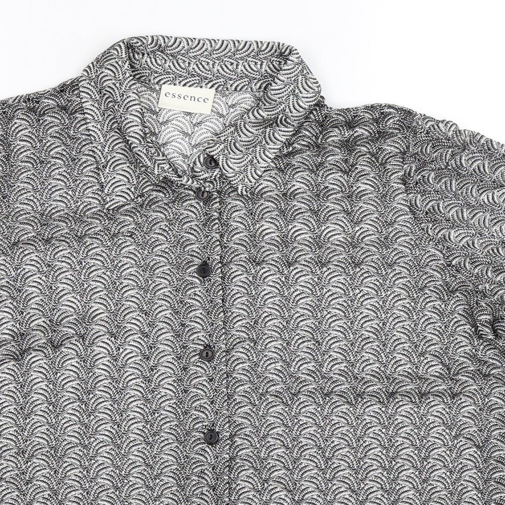 essence Womens Grey  Knit Basic Button-Up Size 16