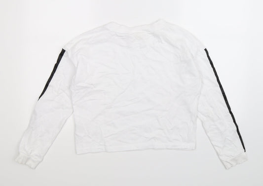 H&M Girls White Striped  Pullover Sweatshirt Size 13-14 Years