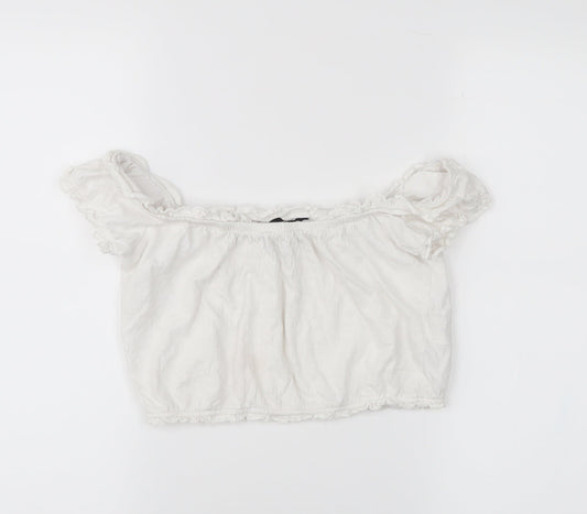 New Look Womens White   Cropped Blouse Size 8