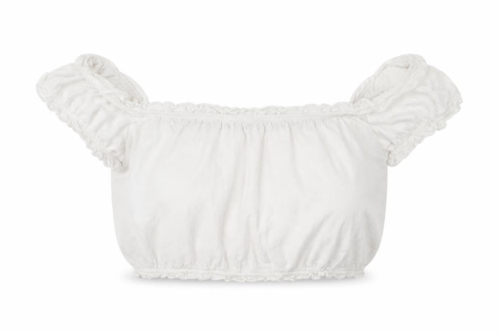 Front view of New Look women’s white cropped blouse, size UK 8
