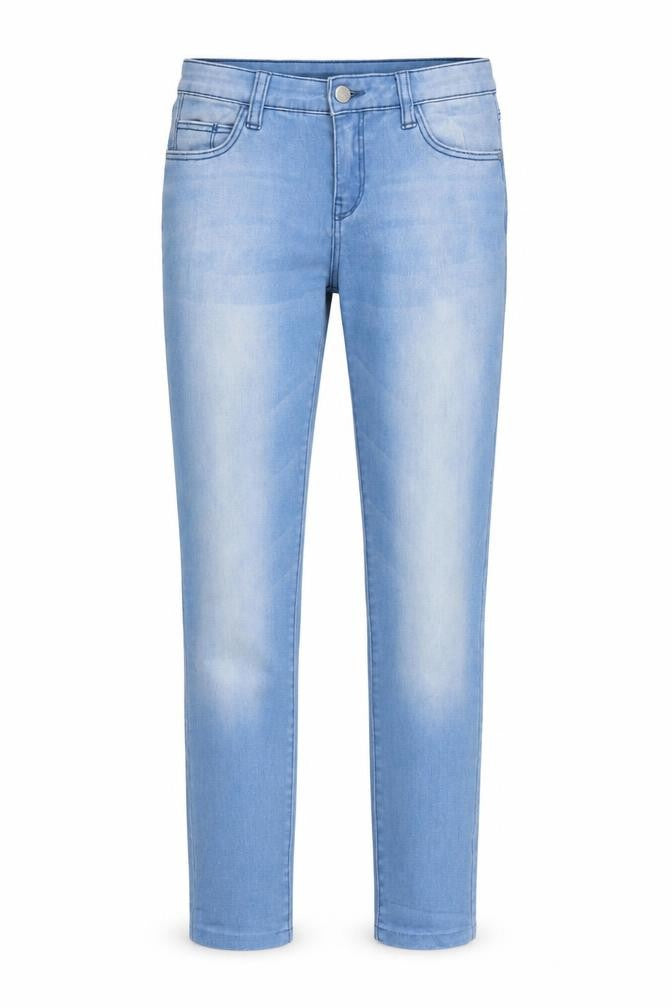 Front view of Denim & Co. women’s blue straight jeans, size UK 8, 26-inch leg