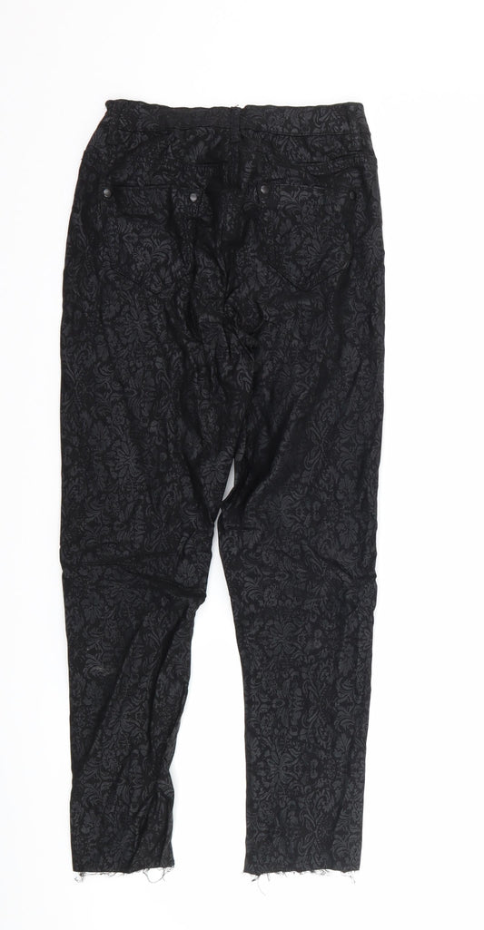 luccd Womens Black Floral  Trousers  Size 8 L23 in