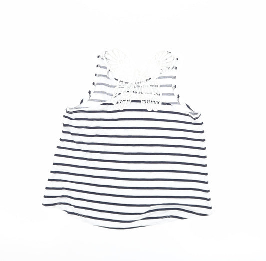 H&M Girls Blue Striped  Basic Tank Size 7-8 Years