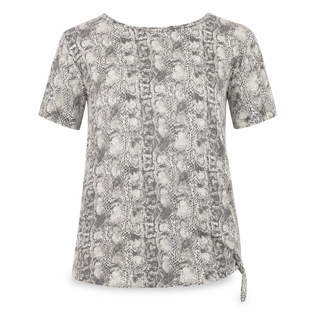 Front view of Next women’s grey animal print basic t-shirt, size UK 10