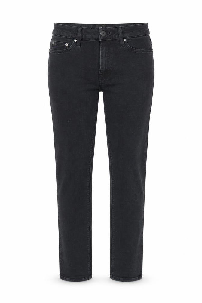 Front view of River Island women’s blue straight jeans, size UK 28, 30.5-inch leg
