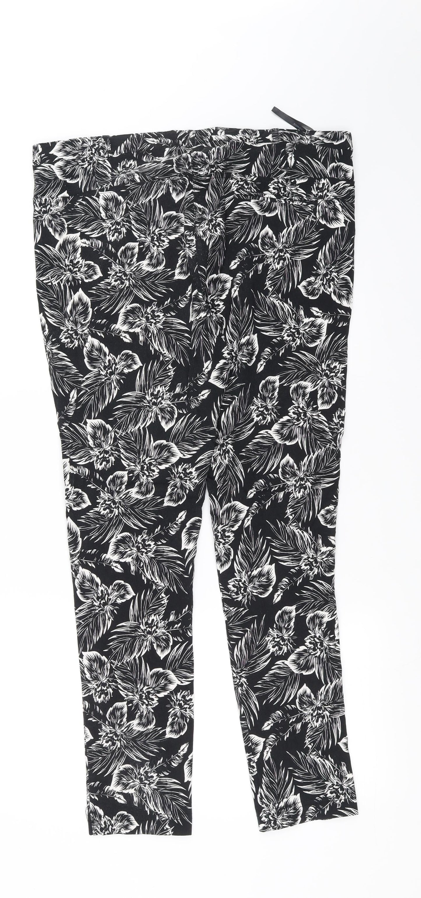 Dorothy Perkins Womens Black Floral  Trousers  Size 16 L27 in