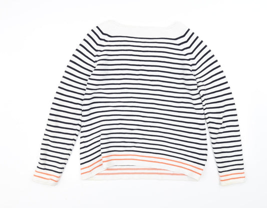 NEXT Womens White Striped  Pullover Jumper Size 12