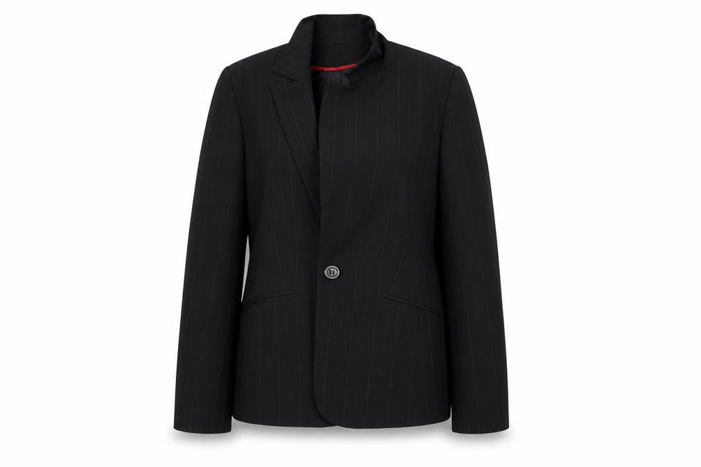Front view of New Look women’s black overcoat coat, size UK 12