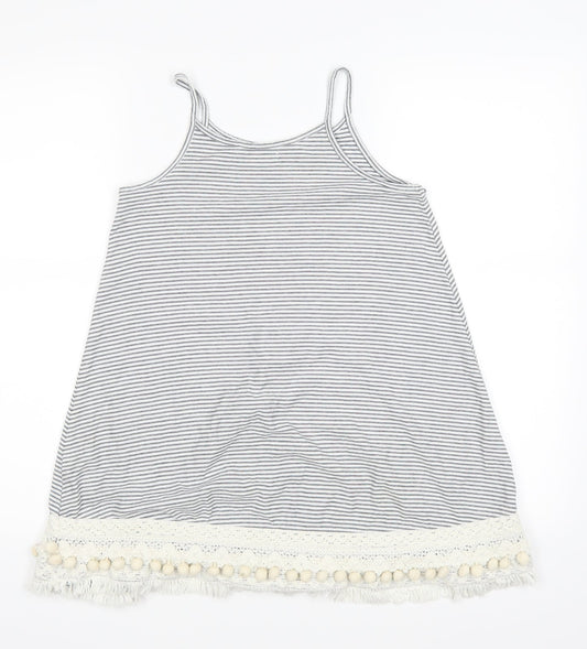 NEXT Girls White Striped  A-Line  Size 7 Years
