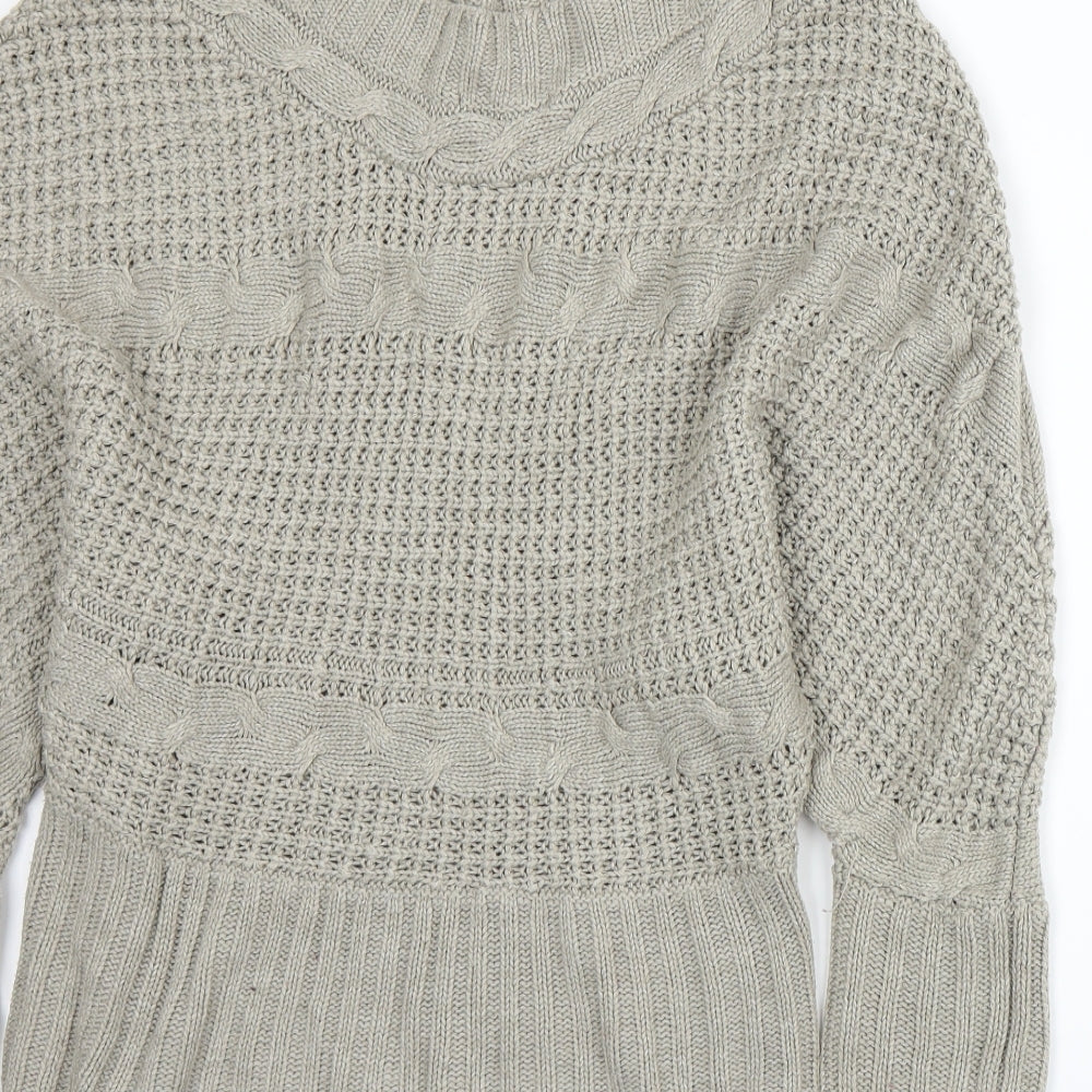 Brand and care label for QED London women’s grey knit jumper, size L