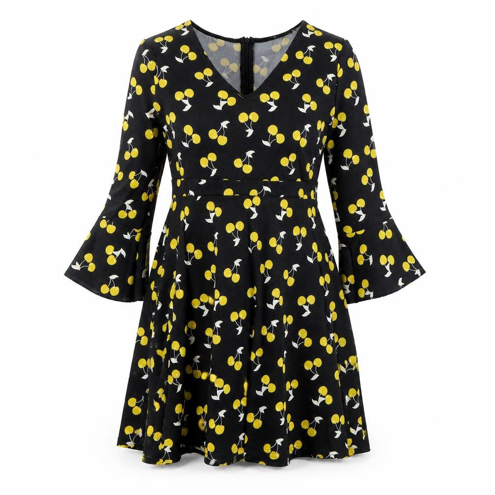 Boohoo Womens Black Polka Dot  Fit & Flare  Size 10