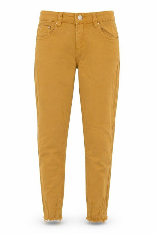 Front view of My Bestiny women’s brown denim skinny jeans, size UK 10, 26-inch leg