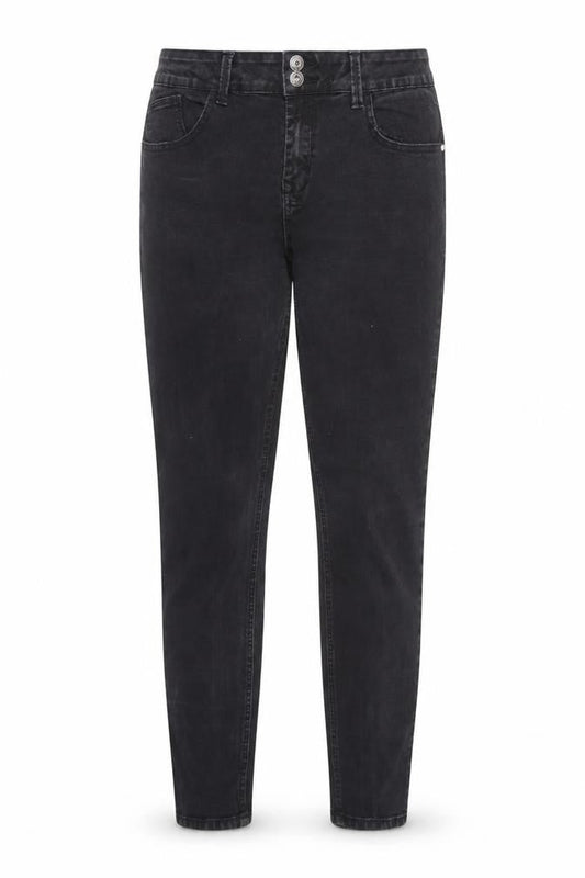 Front view of Denim co. women’s black denim skinny jeans, size UK 14, 28-inch leg