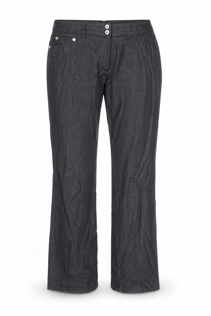 Front view of Jan women’s black trousers, size UK 10, 32-inch leg