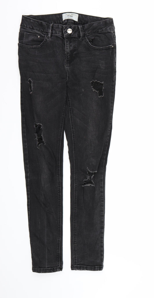 New Look Girls Black  Denim Skinny Jeans Size 12 Years - Distressed