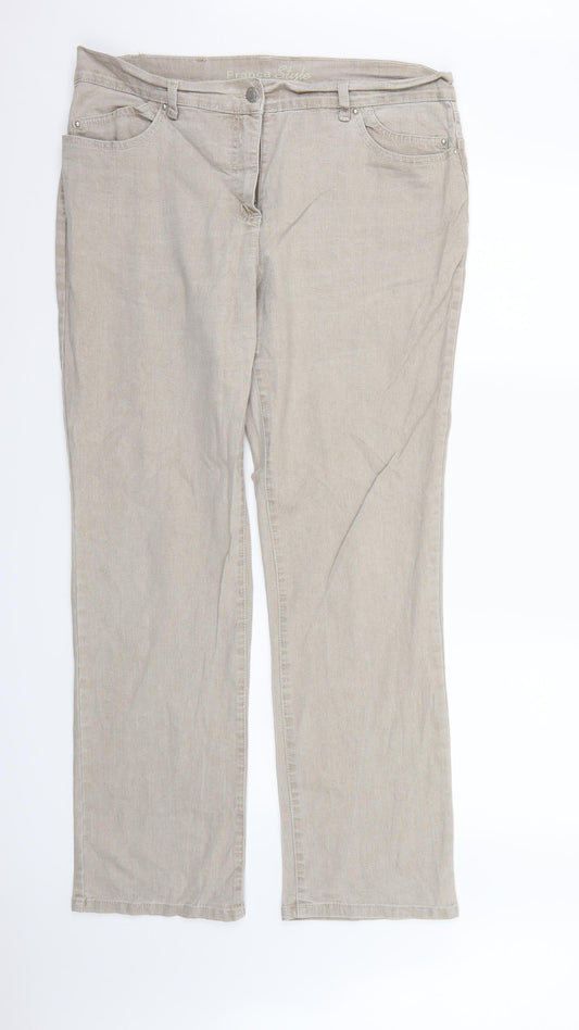 Preworn Womens Ivory  Denim Straight Jeans Size 18 L31 in