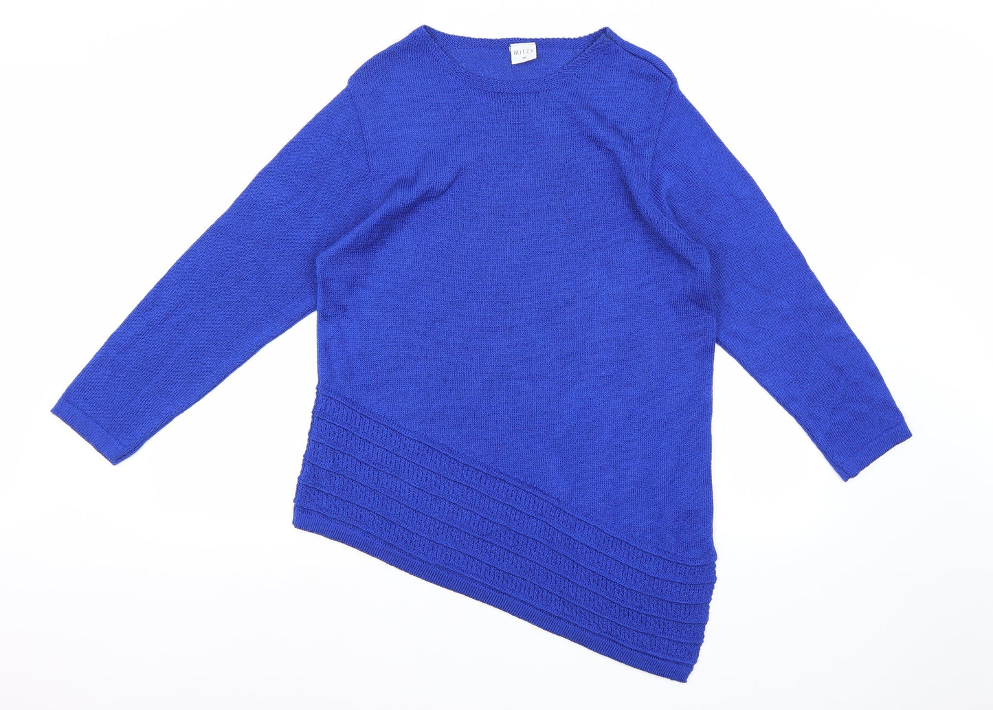 Mitzy Womens Blue  Knit Pullover Jumper Size M  - Assymetric