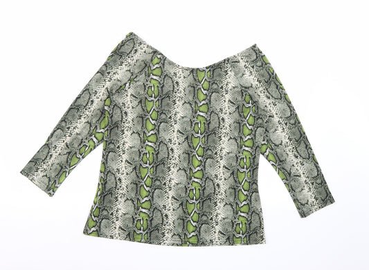 Dorothy Perkins Womens Green Animal Print  Basic Blouse Size 14