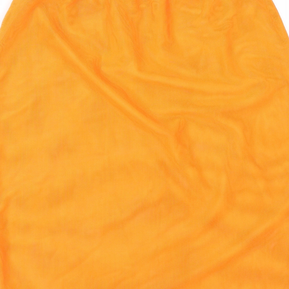 PRETTYLITTLETHING Womens Orange  Mesh Straight & Pencil Skirt Size 10