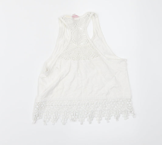 Miss E-vie Girls White   Basic T-Shirt Size 9-10 Years