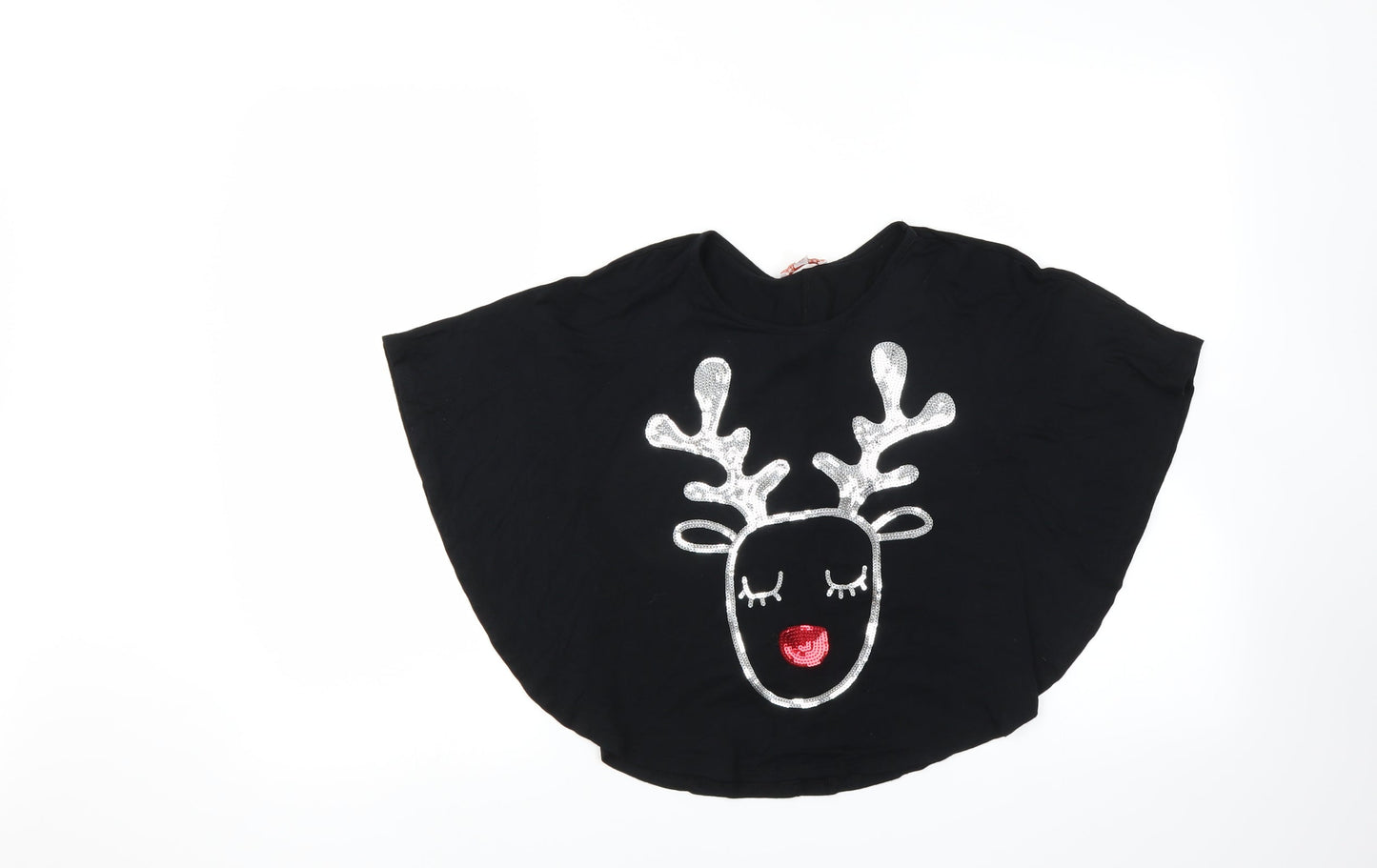 BlueZoo Girls Black   Basic Blouse Size 7-8 Years  - Reindeer