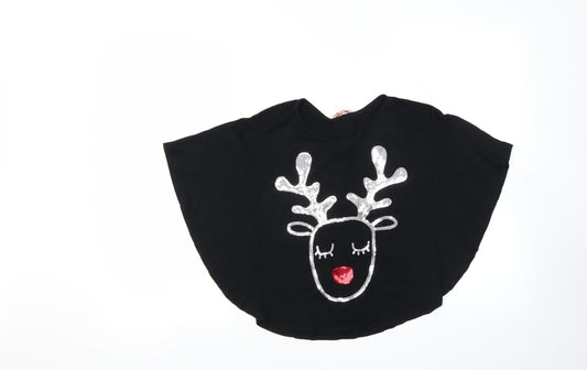 BlueZoo Girls Black   Basic Blouse Size 7-8 Years  - Reindeer