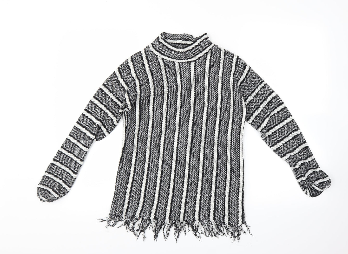 Topshop Womens Black Striped  Pullover Jumper Size 8