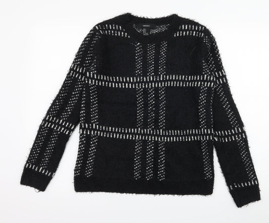 FOREVER 21 Womens Black Check Knit Pullover Jumper Size S