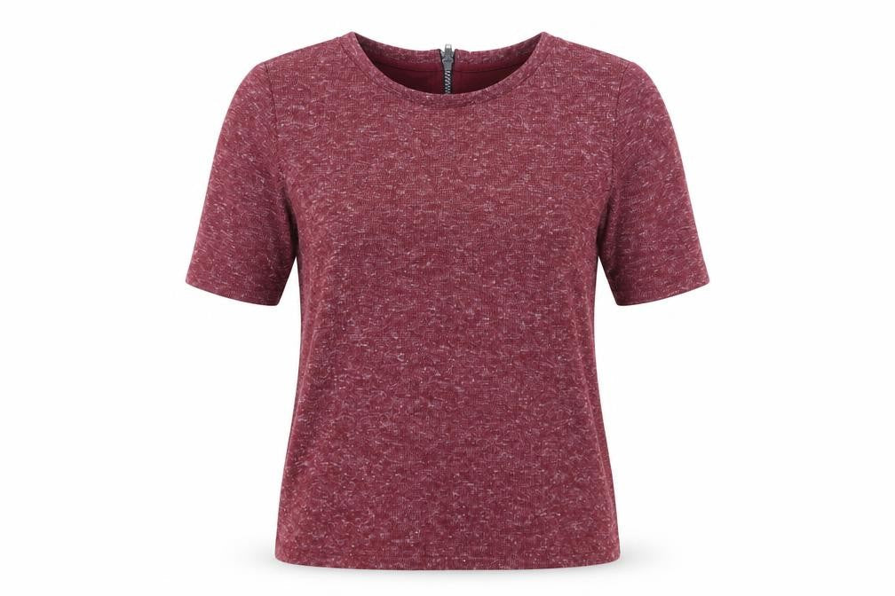 Front view of Topshop women’s red jersey basic t-shirt, size UK 8