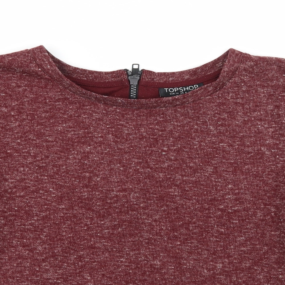 Topshop Womens Red  Jersey Basic T-Shirt Size 8