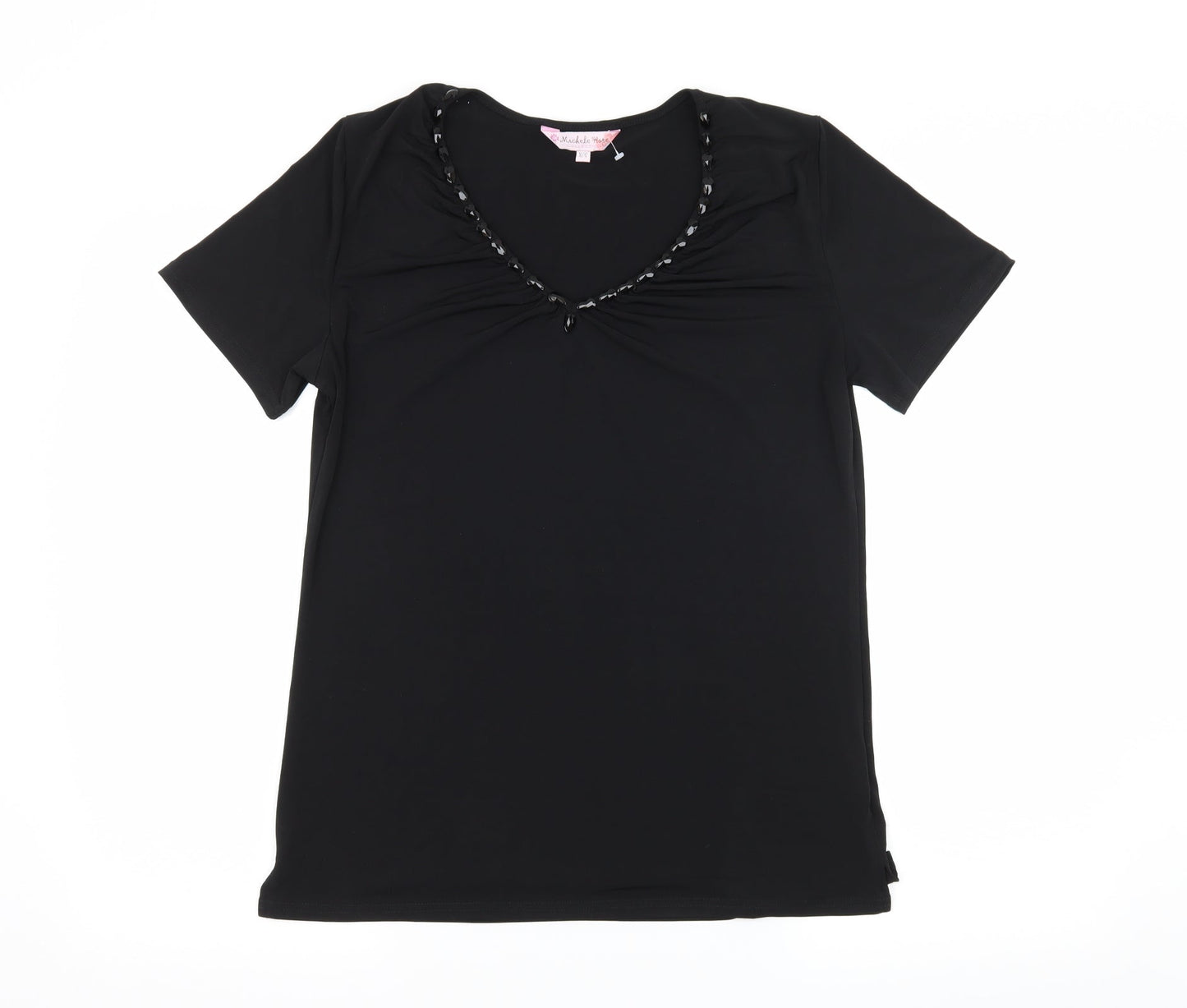 Michelle Hope Womens Black  Jersey Basic T-Shirt Size 10