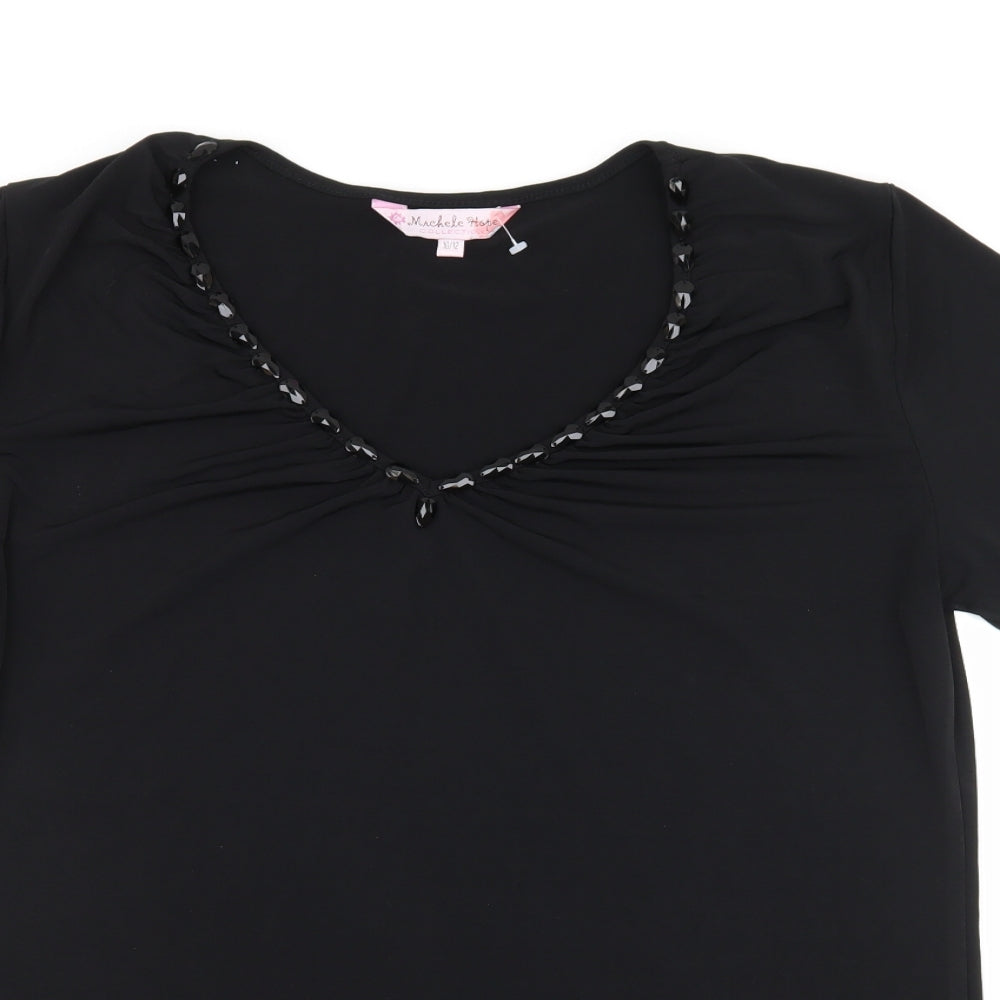 Michelle Hope Womens Black  Jersey Basic T-Shirt Size 10