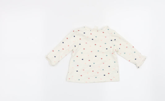 H&M Girls White Polka Dot  Basic T-Shirt Size 6-9 Months