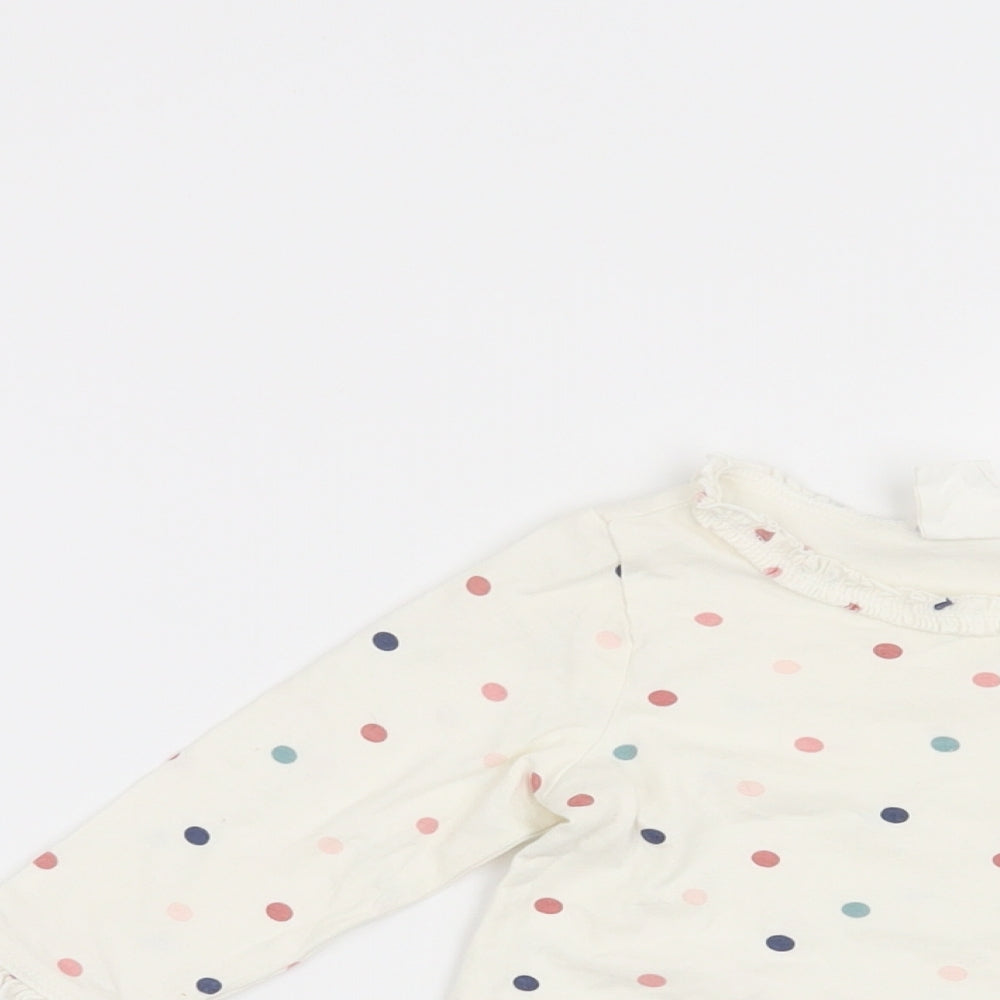 H&M Girls White Polka Dot  Basic T-Shirt Size 6-9 Months