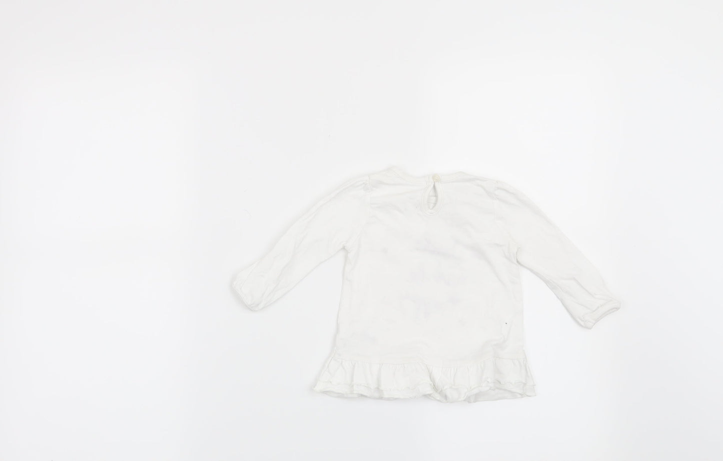 George Girls White   Basic T-Shirt Size 3-6 Months  - Smile and Be Happy
