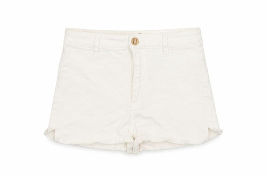 Front view of Divided women’s white cut-off shorts, size UK 8