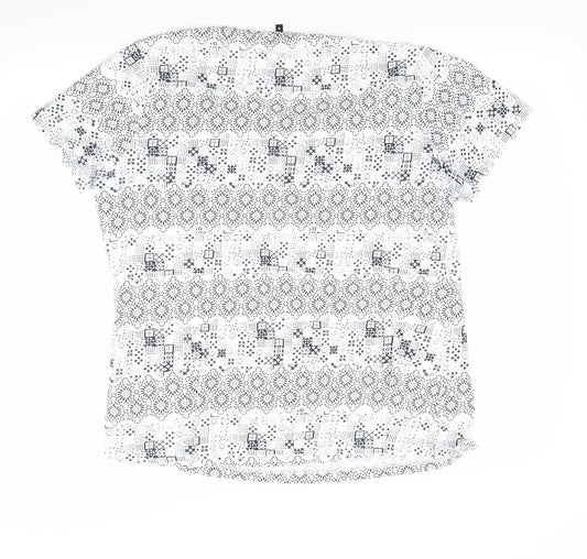 Debenhams Girls White Floral Rayon Basic T-Shirt Size 10 Years
