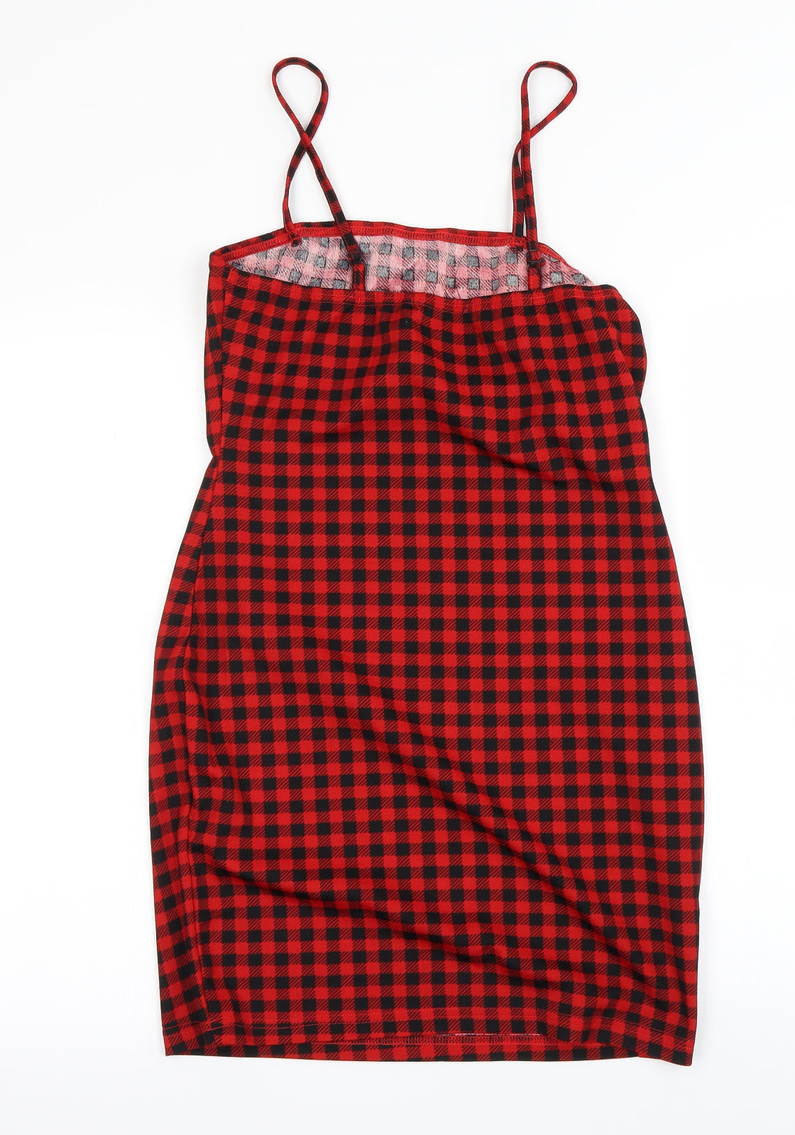 SheIn Womens Red Check  A-Line  Size M