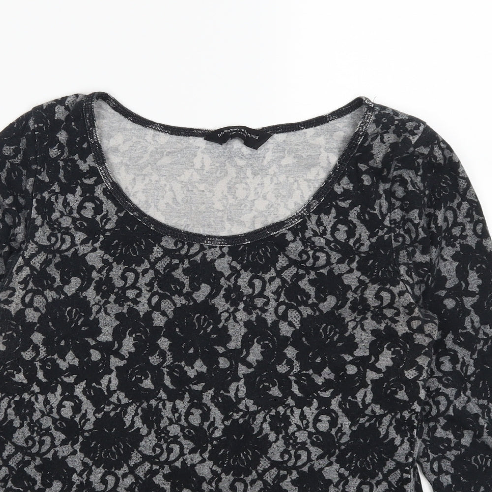 Dorothy Perkins Womens Grey Floral  Basic T-Shirt Size 14