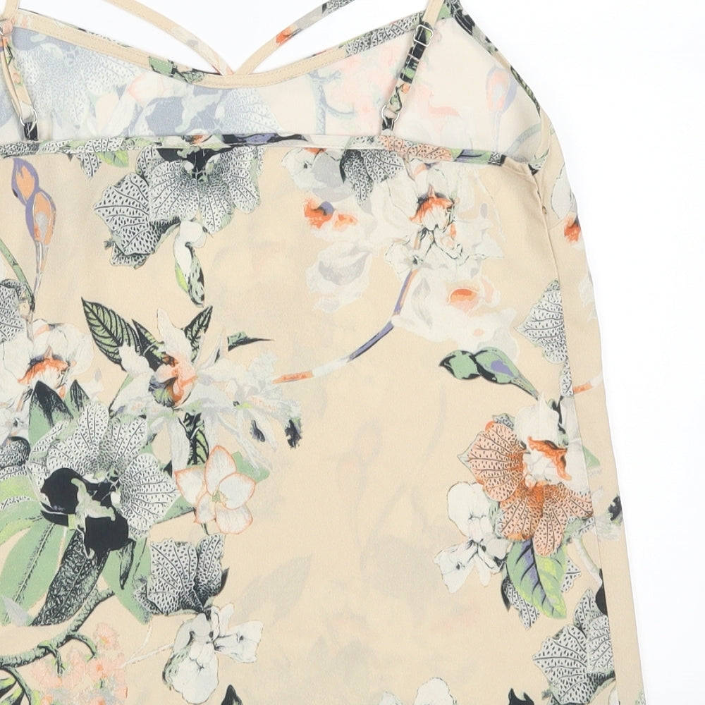 Miss Selfridge Womens Beige Floral  Basic Tank Size 8