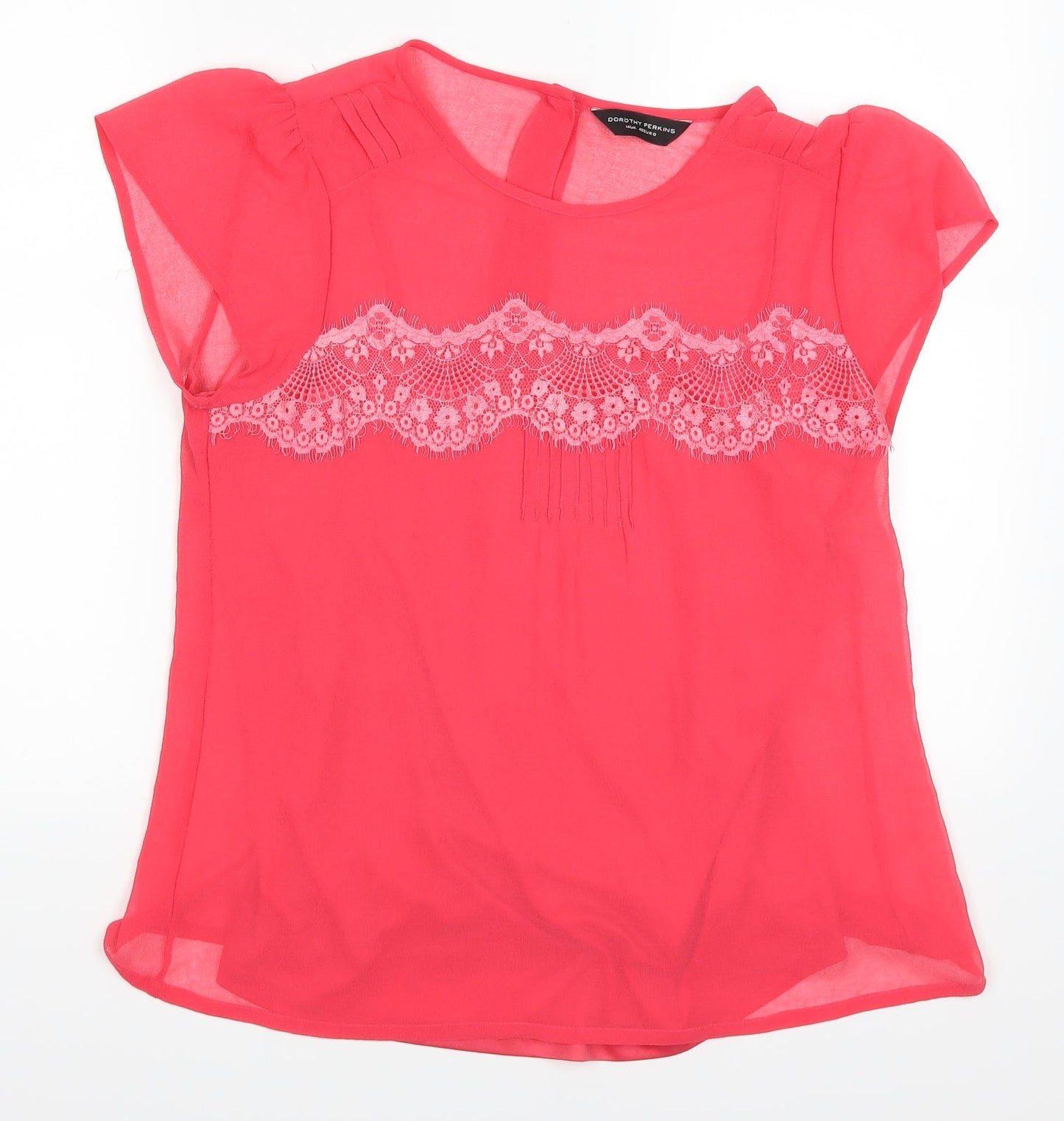Dorothy Perkins Womens Pink  Lace Basic T-Shirt Size 14