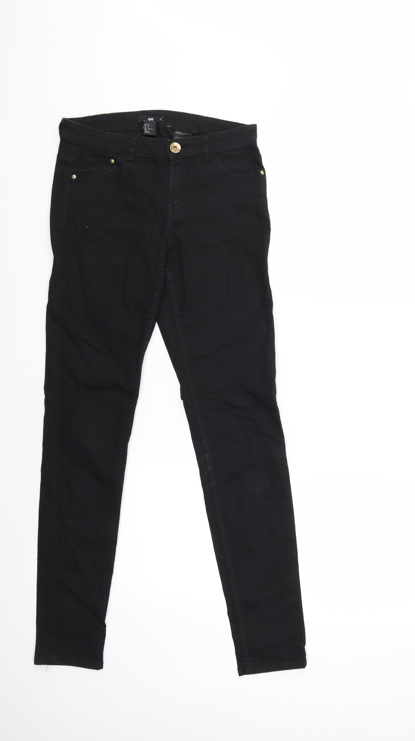H&M Womens Black  Denim Skinny Jeans Size 8 L30 in
