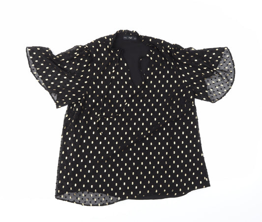 F&F Womens Black Polka Dot  Basic Blouse Size 10