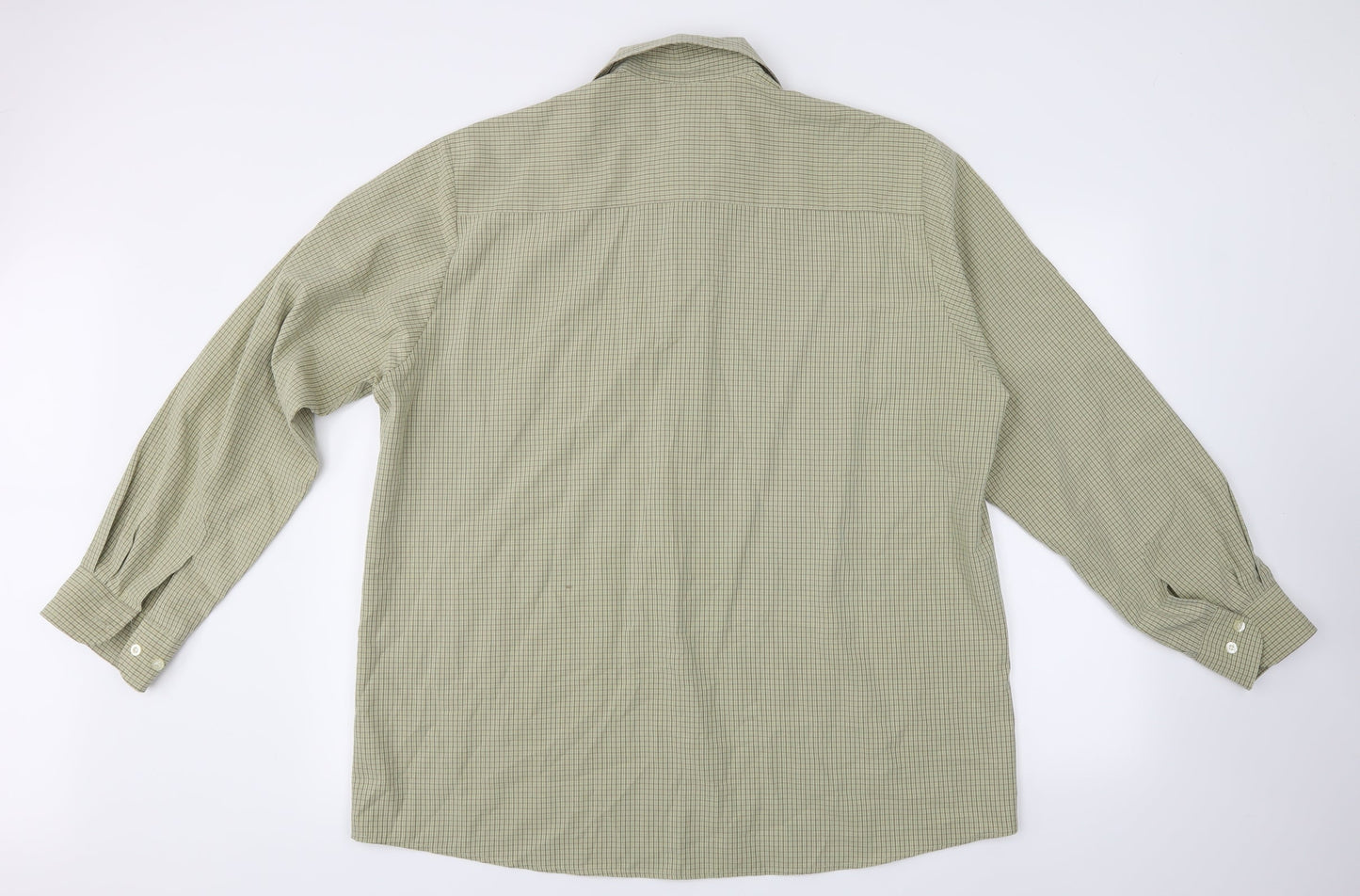 George  Mens Green Check   Button-Up Size L